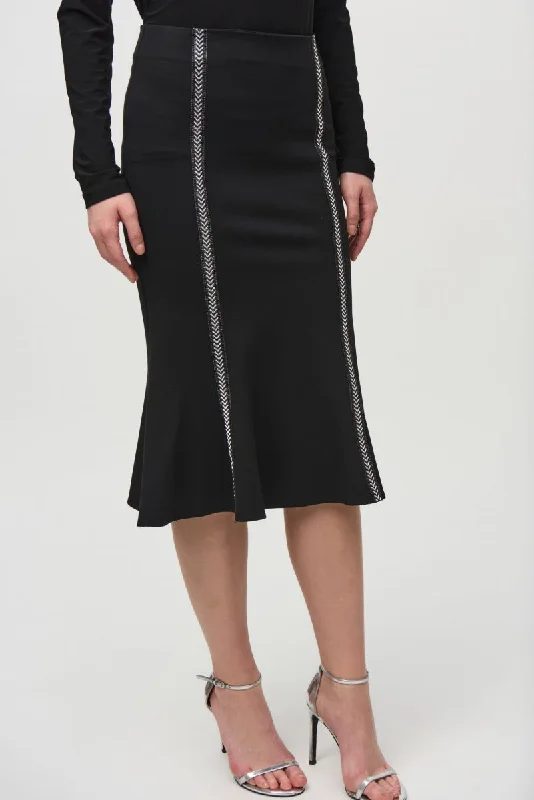 Joseph Ribkoff Black Rhinestone Trim Trumpet Skirt 244136