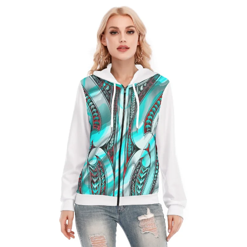 hoodie graphic -All-Over Print Women's Hoodie With Zipper