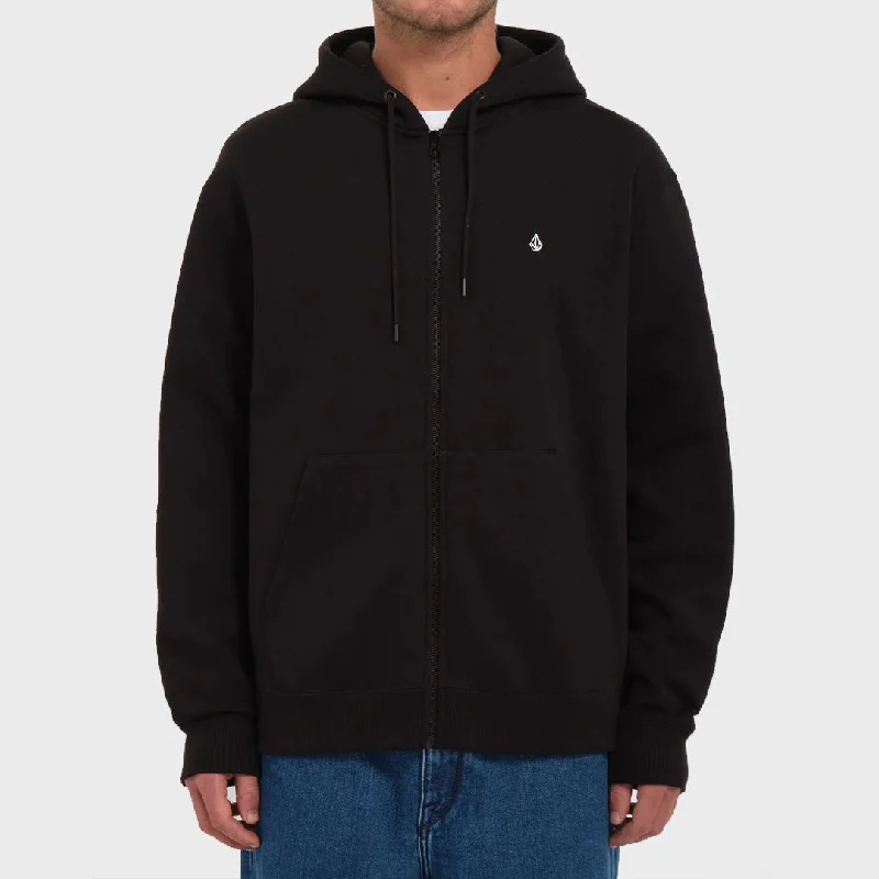 hoodie night -Volcom Mens Single Stone Zip Hoodie - Black