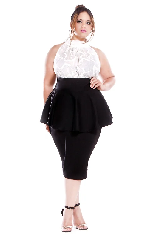 Skirts for gothic style -High Waist Peplum Pencil Skirt- JIBRI