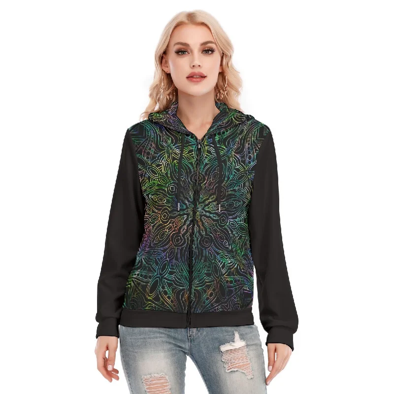 hoodie night -All-Over Print Women's Hoodie With Zipper