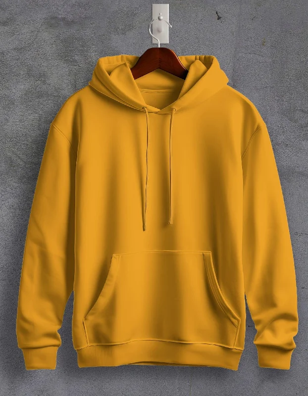 hoodie party -Mustard Yellow Plain Unisex Hoodie For Men/Women