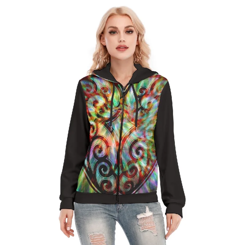 hoodie men -All-Over Print Women's Hoodie With Zipper