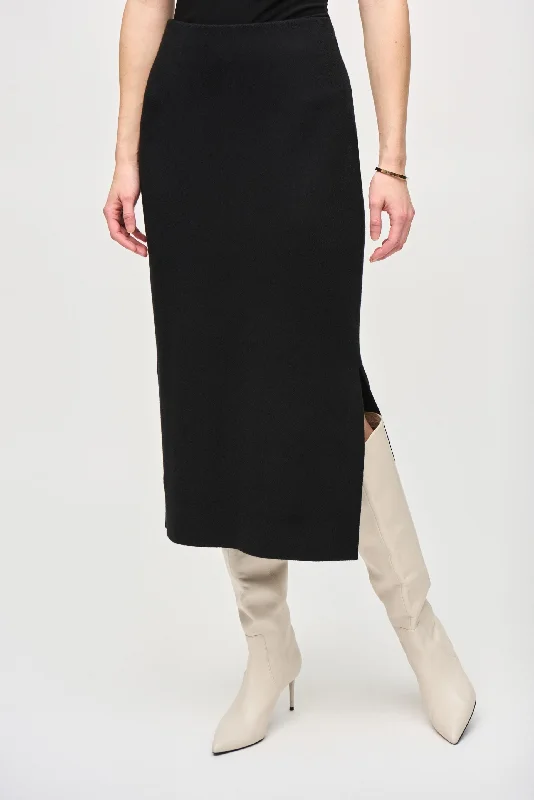 Skirts for Parisian chic -Joseph Ribkoff Black High Rise Knit Midi Pencil Skirt 243967