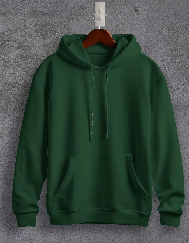 hoodie Thanksgiving -Bottle Green Plain Unisex Hoodie For Men/Women