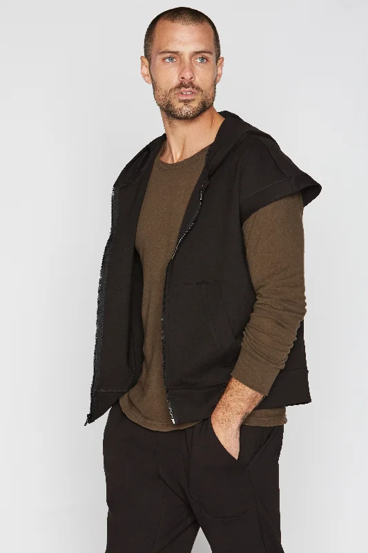 hoodie boho -Men's Performance Ponte Zip Front Sleeveless Hoodie