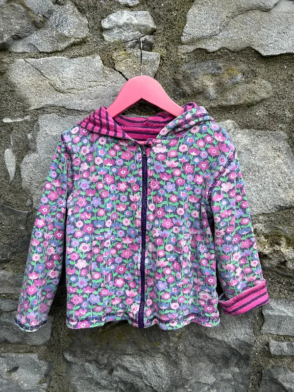 hoodie luxury -Reversible stripy&floral hoodie   4y (104cm)