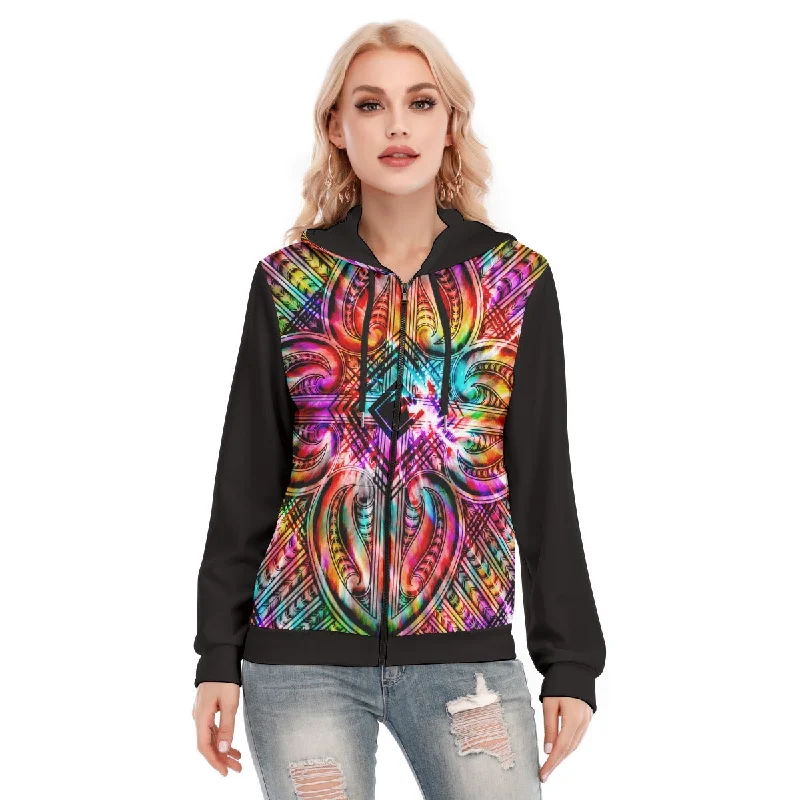 hoodie streetwear -All-Over Print Women's Hoodie With Zipper