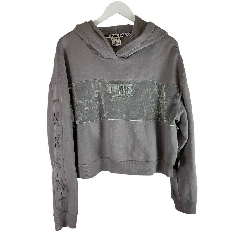 Sweatshirts with special fabrics -Sweatshirt Hoodie By Pink In Grey, Size: L