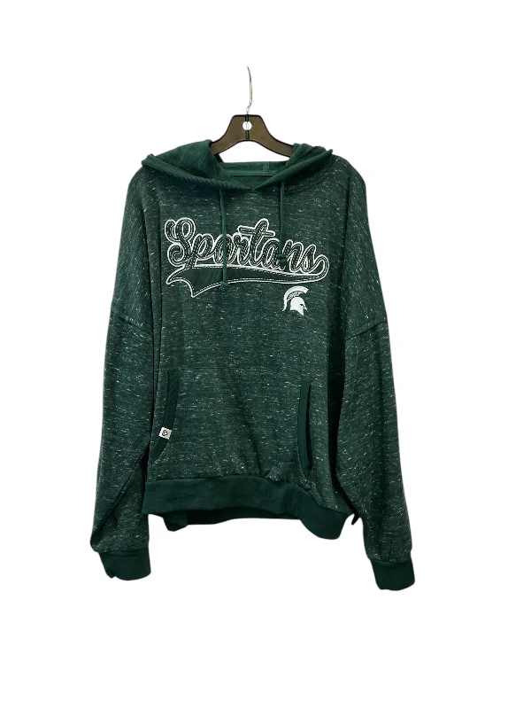 Sweatshirts seasonal wear -Athletic Sweatshirt Hoodie By Colosseum In Green & White, Size: Xxl