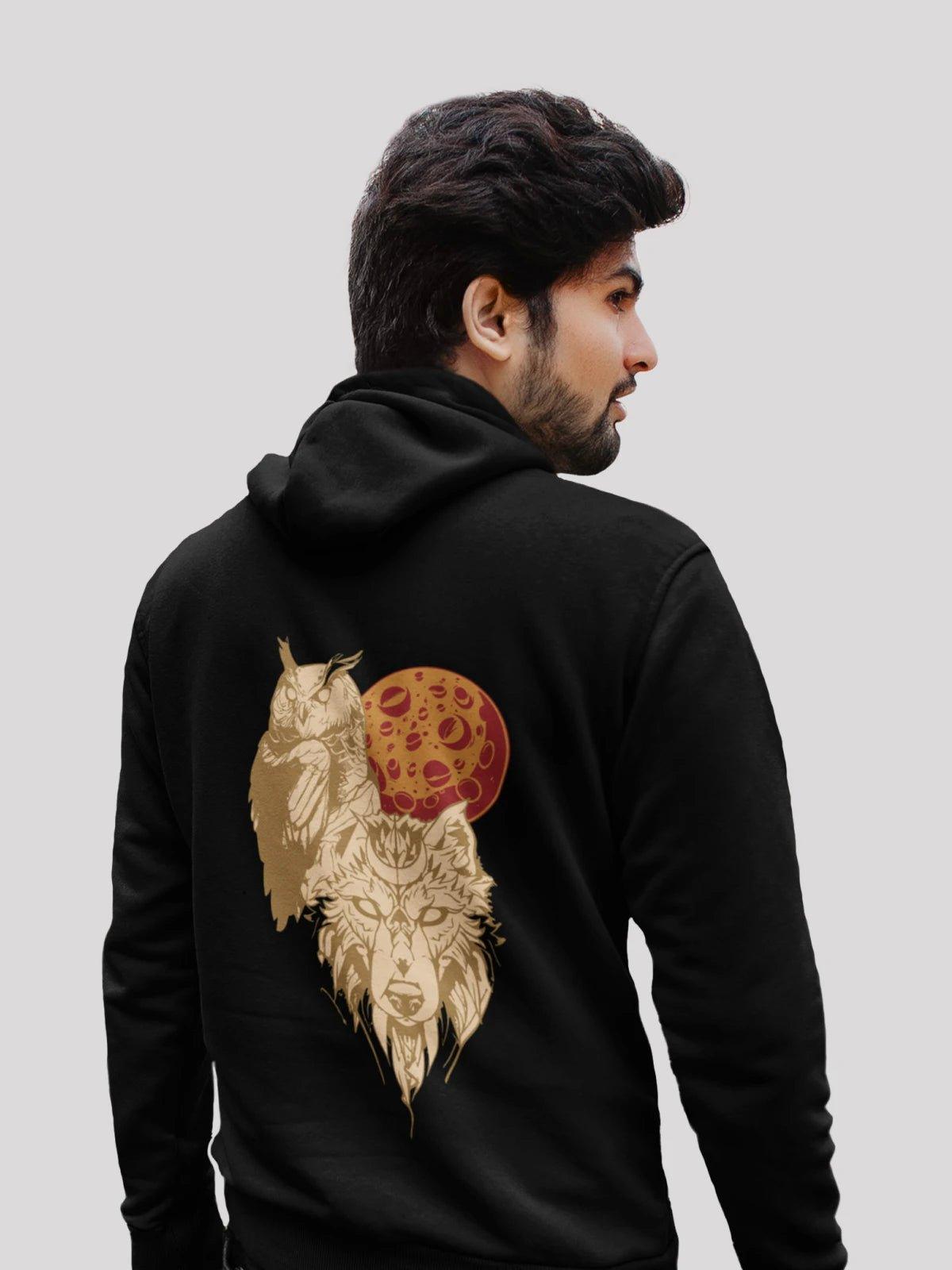 hoodie vintage style -Full Moon Black Men's Hoodie