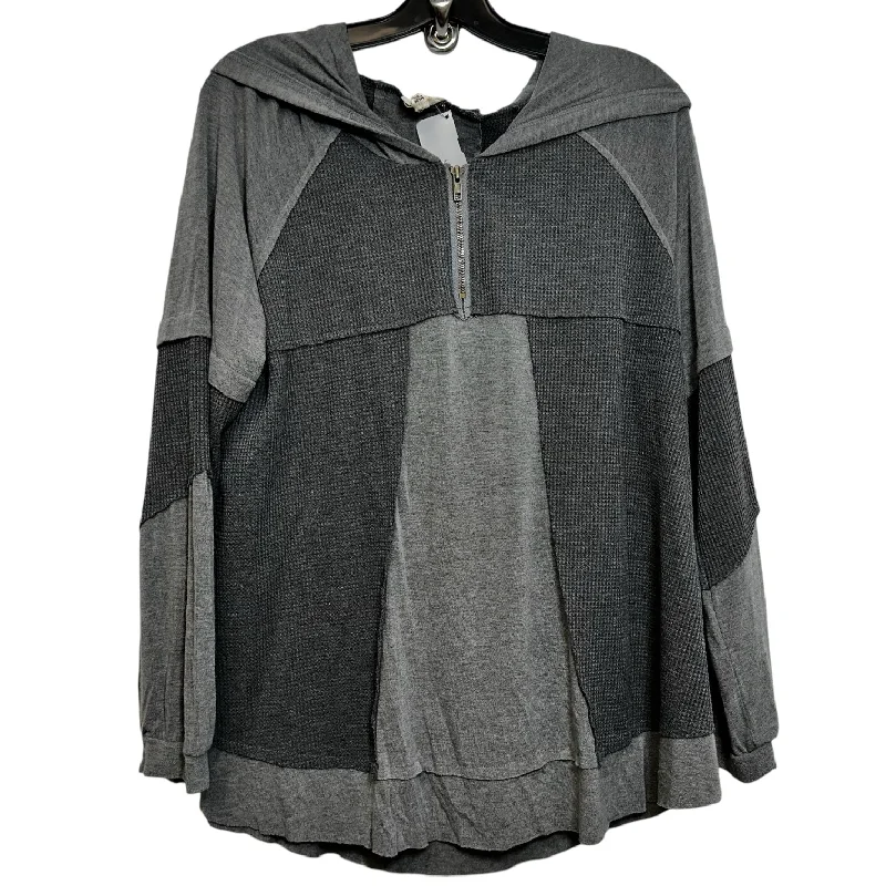 Sweatshirts pajama style -Sweatshirt Hoodie By Pol In Grey, Size: L