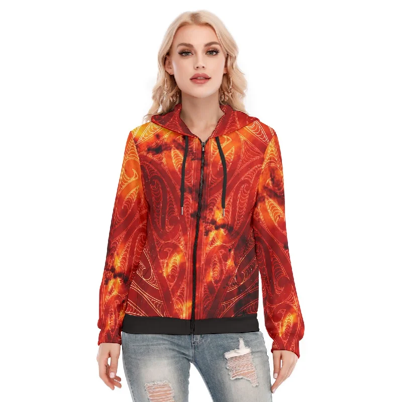 hoodie rugged -All-Over Print Women's Hoodie With Zipper