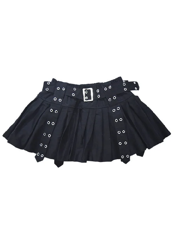 Skirts for street dance -Royal Road Punk Rock Black Pleated Skirt