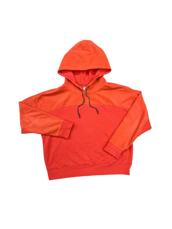 Sweatshirts warmest material -Athletic Sweatshirt Hoodie By Adidas In Orange, Size: M