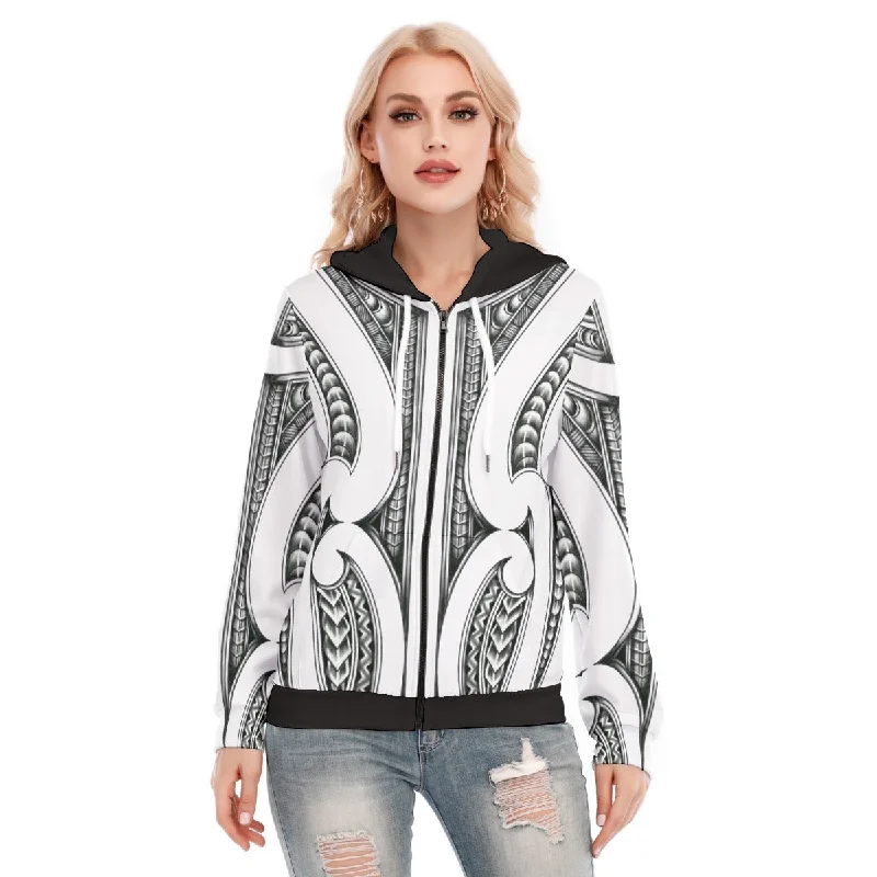 hoodie brand -All-Over Print Women's Hoodie With Zipper