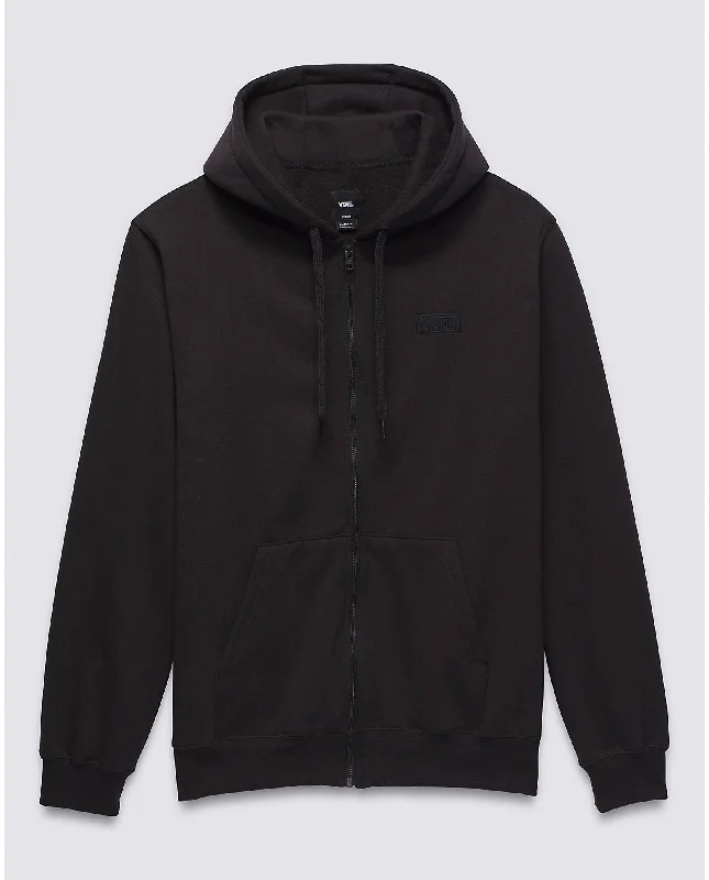 hoodie raw edge -Vans Mens Core Basic Full Zip Hoodie - Black