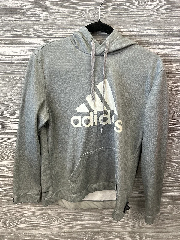 Sweatshirts fall fashion -Athletic Sweatshirt Crewneck By Adidas In Grey, Size: L