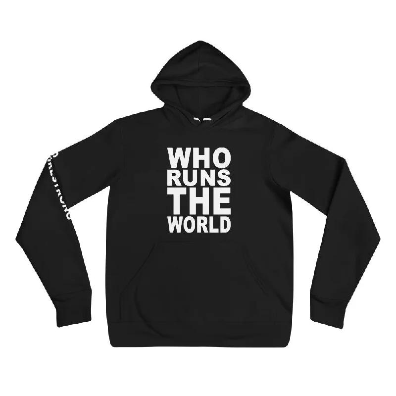 hoodie wool -EVERYDAY FLEECE, COZY CHIC HOODIE BLACK - WHO RUNS THE WORLD