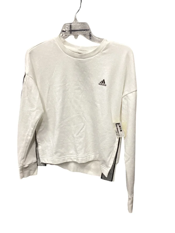 Sweatshirts gym wear -Athletic Sweatshirt Crewneck By Adidas In White, Size: S