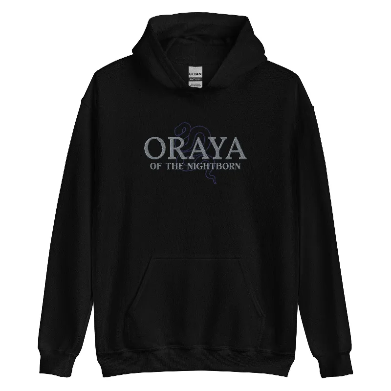 hoodie crop top -Oraya of the Night Born Embroidered Hoodie