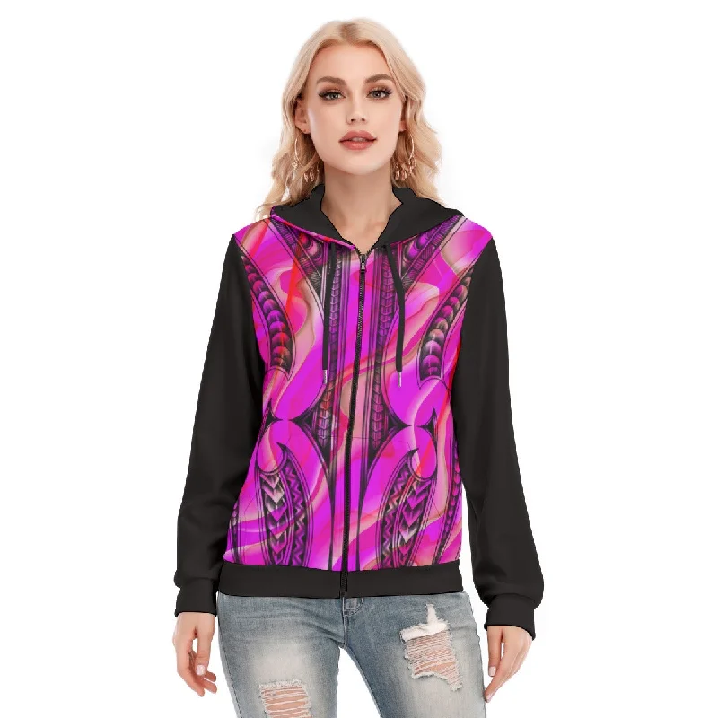 hoodie minimalist -All-Over Print Women's Hoodie With Zipper