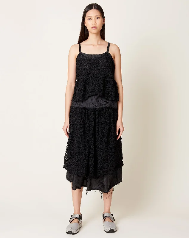 Skirts for natural fiber lovers -Black Chemical Lace Tafetta Skirt