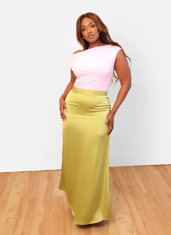 Skirts for layering with boots -Celie Maxi Shift Skirt - Chartreuse