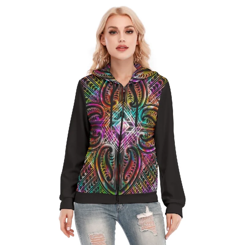 hoodie earthy -All-Over Print Women's Hoodie With Zipper