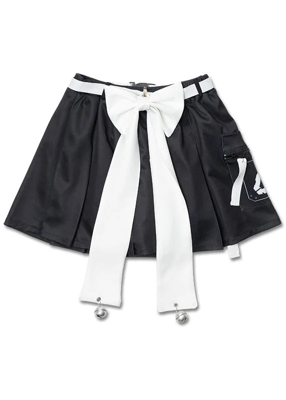 Skirts for black tie events -Error Code Cyberpunk Tech Pleated Black White Skirt