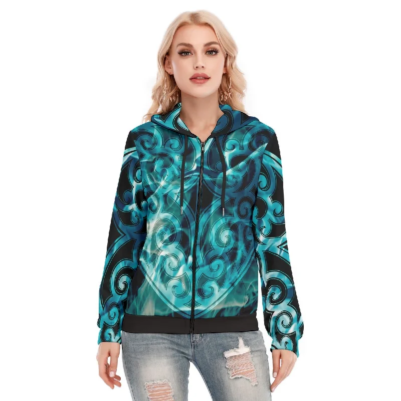 hoodie smart casual -All-Over Print Women's Hoodie With Zipper