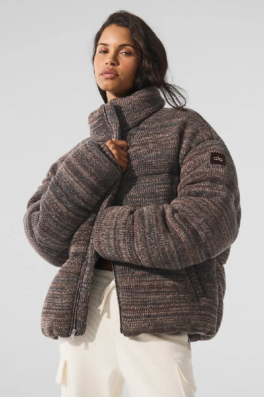 Jacket for fall evenings -Stage Sweater Puffer - Brown Multi