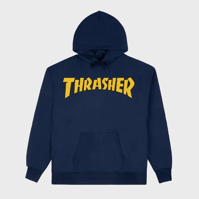 hoodie plain -Thrasher Magazine Mens Cover Logo Hoodie - Navy