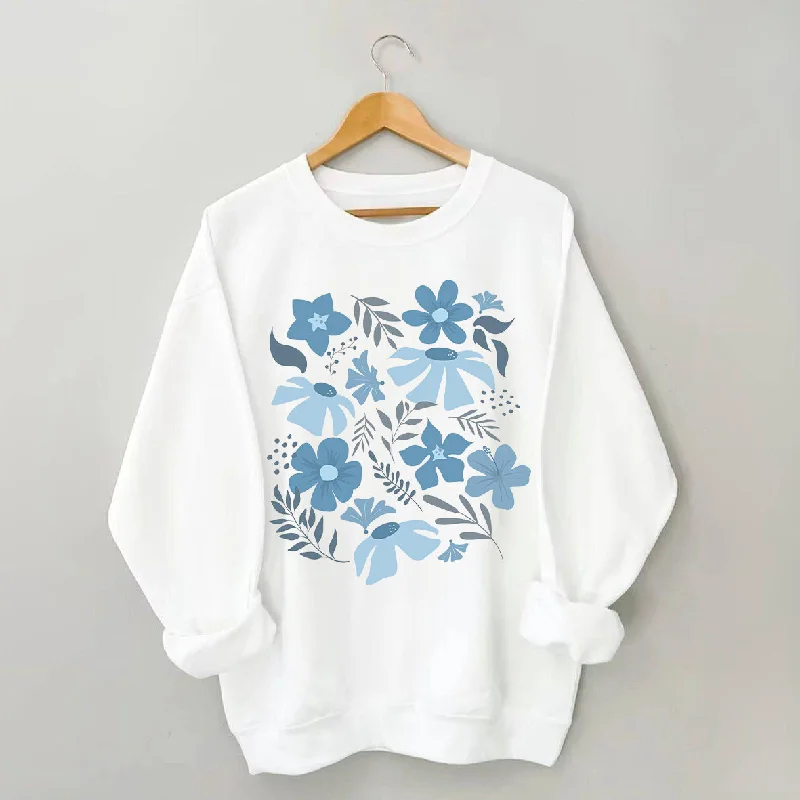 Sweatshirts top rated -Blue Flower Market Botanical Sweatshirt