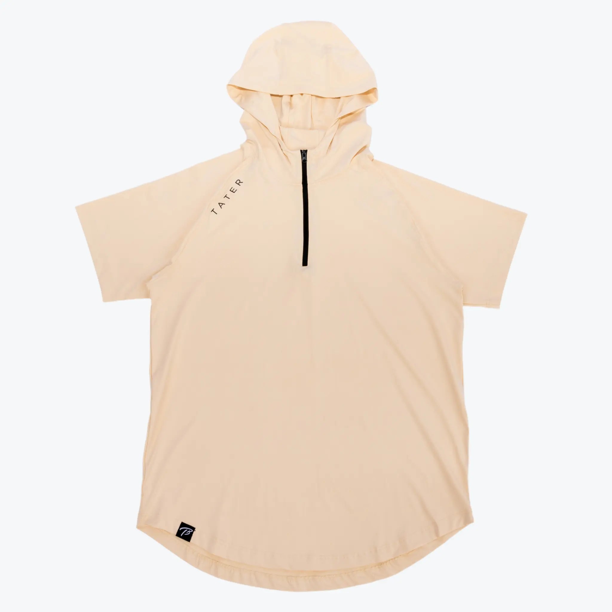 hoodie tech fabric -FUNDAMENTALS | 1/4 Zip S/S Hoodie | Cream