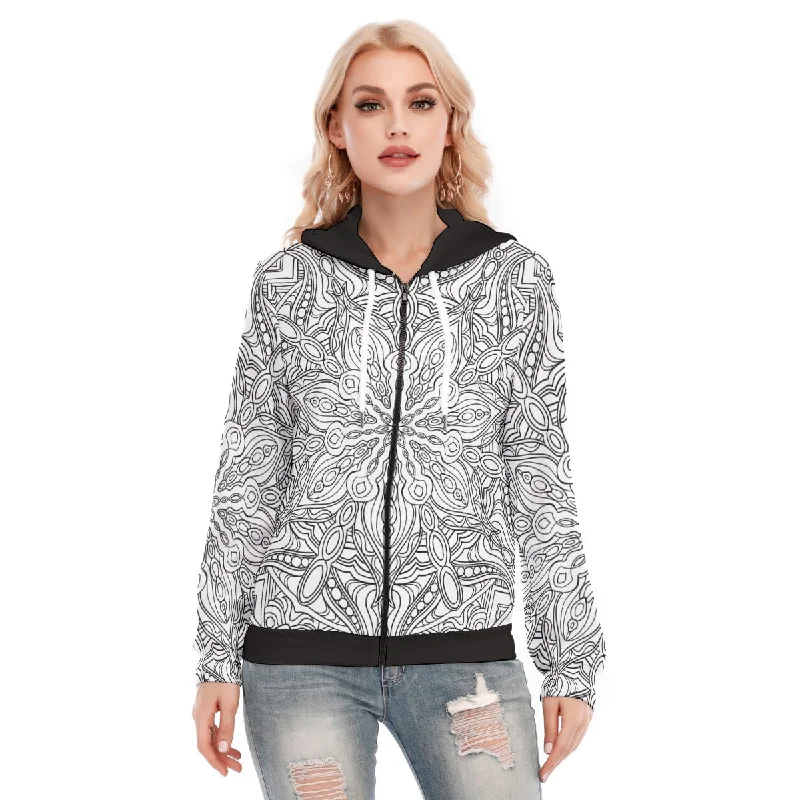 hoodie fishing -All-Over Print Women's Hoodie With Zipper