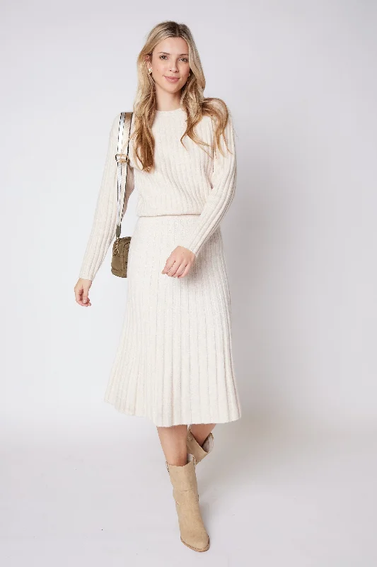 Skirts for eco-friendly fashion -Hayes Flare Sweater Midi Skirt