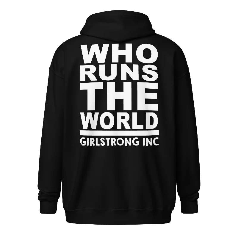 hoodie custom -GS GRAPHIX FLEECE ZIP HOODIE - WHO RUNS THE WORLD