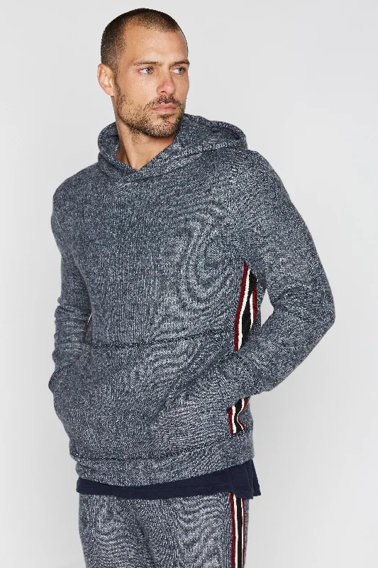 hoodie golf -Men's Soft Knit Melange Side Stripe Hoodie