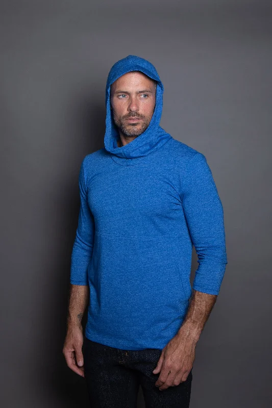 hoodie birthday -Men's 3/4 Sleeve Cowl Neck Visor Hoodie