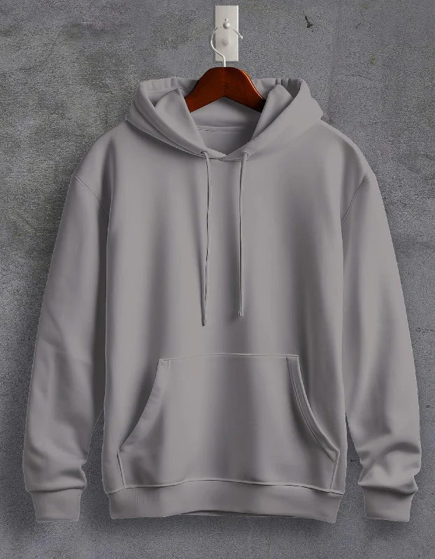 hoodie mom -Grey Mélange Plain Unisex Hoodie For Men/Women