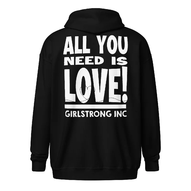 hoodie aesthetic wear -GS GRAPHIX FLEECE ZIP HOODIE - ALL YOU NEED IS LOVE!