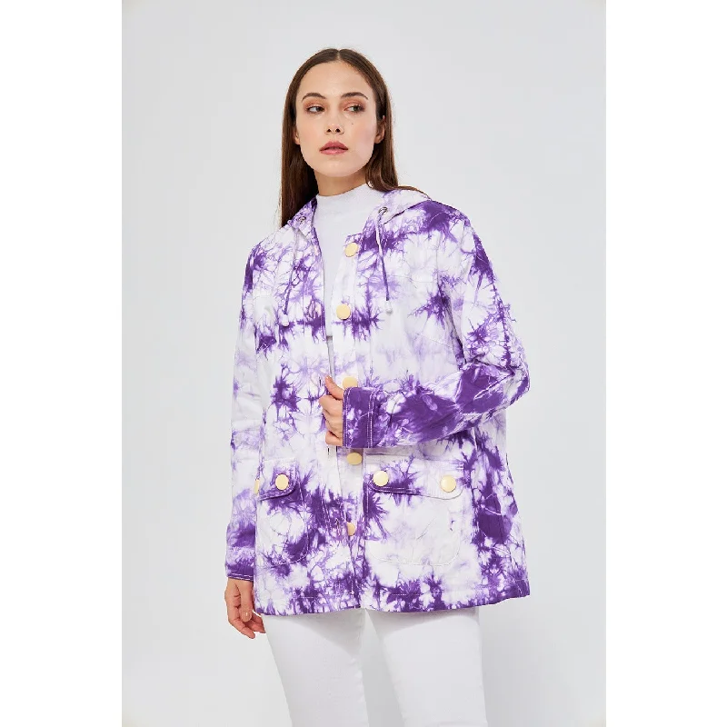 hoodie golf -Lilac Tie Dye Button Down Hoodie