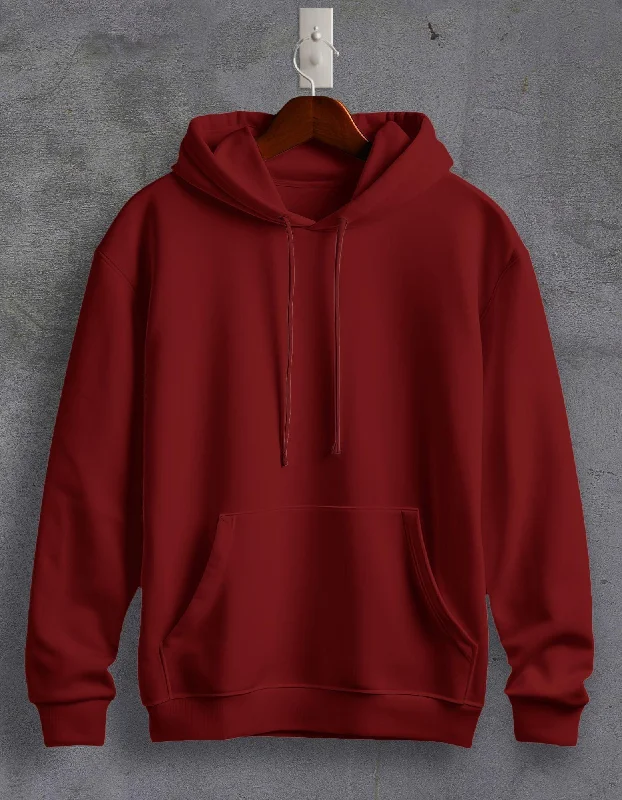 hoodie unisex -Maroon Plain Unisex Hoodie For Men/Women