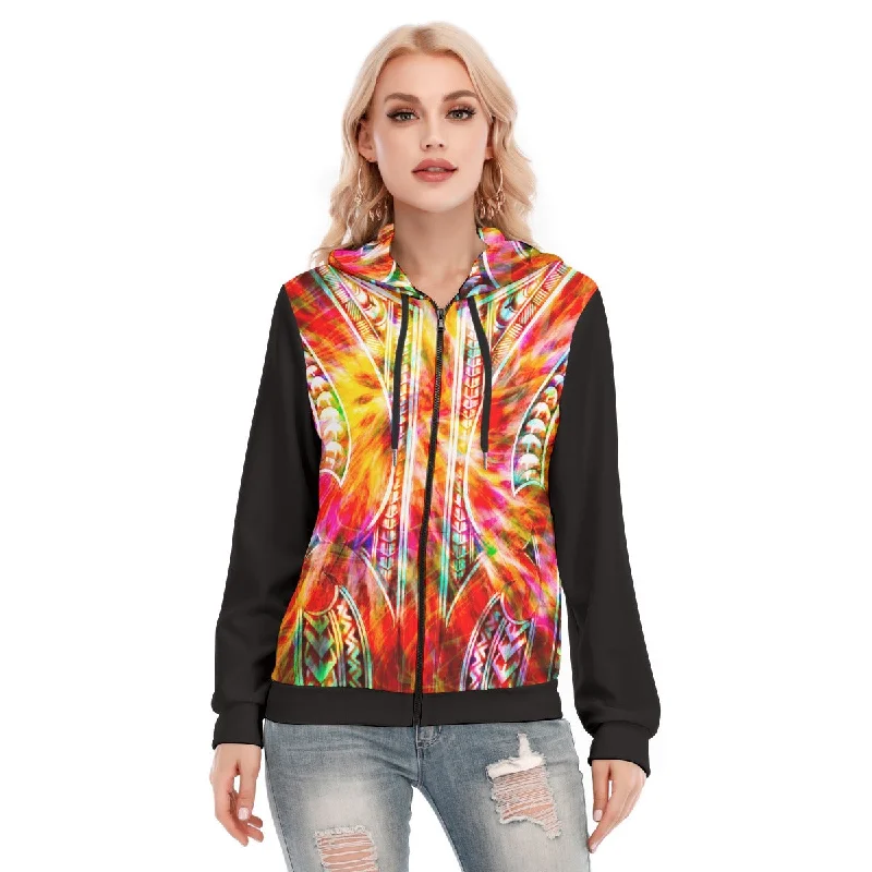 hoodie glow in the dark -All-Over Print Women's Hoodie With Zipper