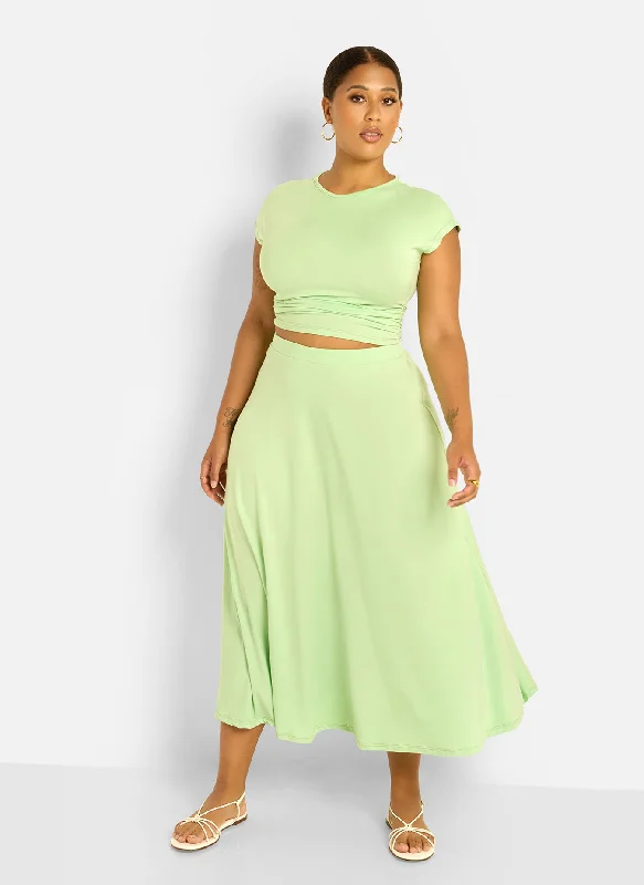 Skirts for city-inspired outfits -Essential A Line Midi Skirt - Mint Green