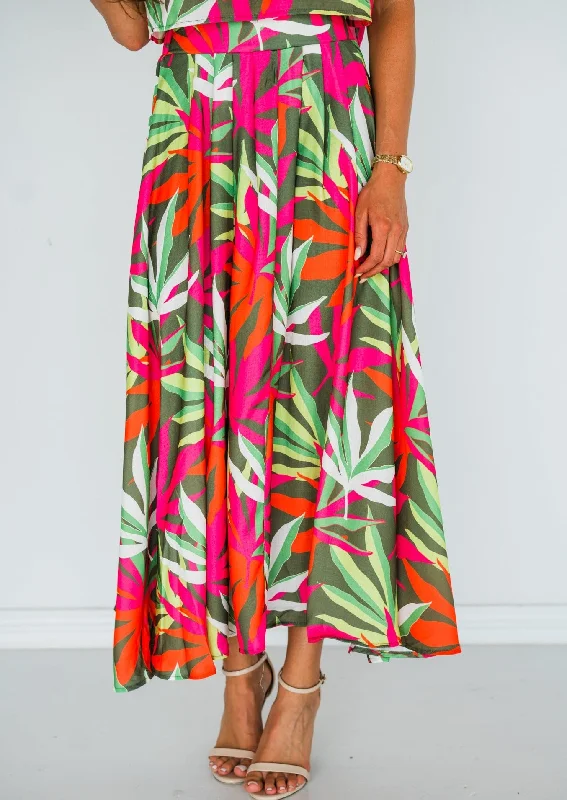 Skirts for Y2K comeback fashion -Forgotten Paradise Tropical Linen Skirt