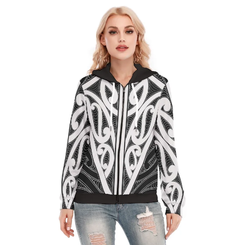 hoodie elegant -All-Over Print Women's Hoodie With Zipper