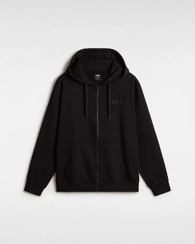 hoodie reflective -Vans Mens Essential Relaxed Full Zip Hoodie - Black