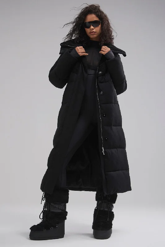 Black waterproof jacket -Snowfall Puffer Coat - Black